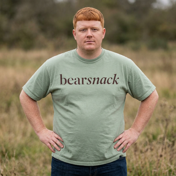 Bearsnack Wordmark Tee: Soft Brown Italic Serif, Comfort Colors Heavyweight Cotton