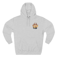 iamabearsnack light grey heavyweight cotton-poly fleece hoodie with watercolor bear paw embroidery on chest.