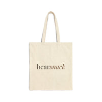 iamabearsnack natural 12oz cotton canvas tote bag with brown bearsnack wordmark logo